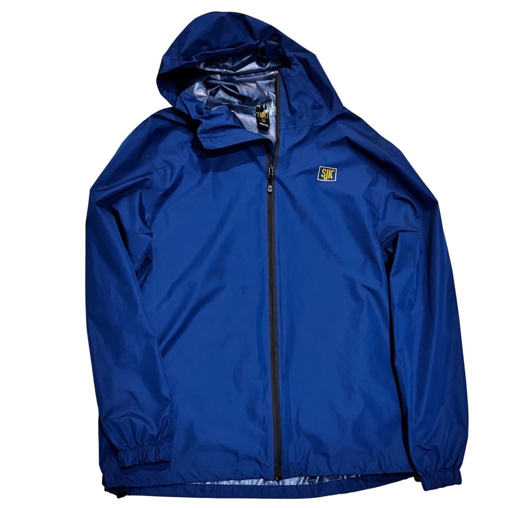 SJK Men's Rain‎ Jacket Lightweight Windbreaker Sz M/L Waterproof Zipper Pockets